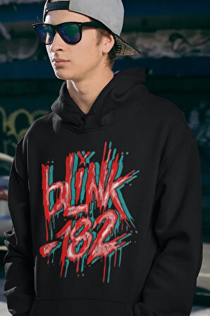 Blink-182 Grafiti Baskılı Unisex Oversize Hoodie