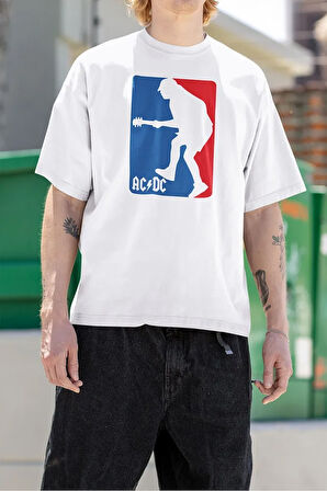 Ac Dc Rock Metal Basketbol Logo Baskılı Unisex Oversize Tişört