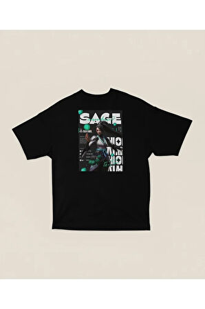 Sentinel Sagee Baskılı Unisex Oversize Valoorant Tişört