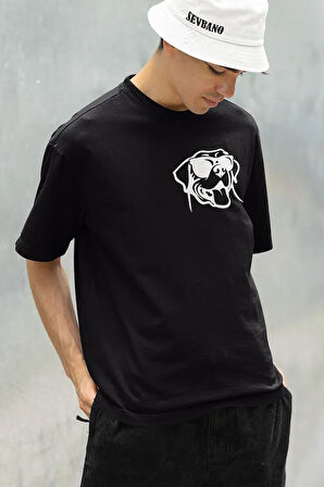 Havalı Köpek Baskılı Unisex Tişört, Oversize Cool Dog Tişört