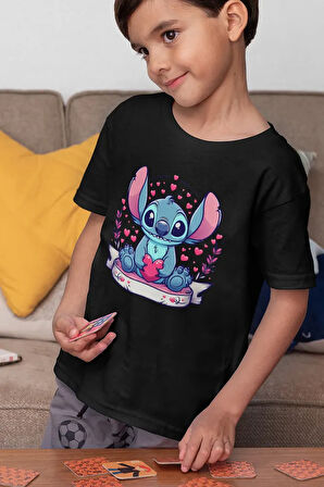 Tatlı Stitch Baskılı Unisex Çizgi Film Çocuk Tişört (1-12 YAŞ)