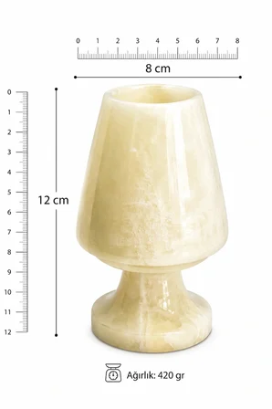 Doğal Oniks Taş Mumluk 12X8 Cm | El Yapımı Geçmeli Mumluk | İşık Geçiren Premium Dekoratif Şamdan | Yemek Masası Ve Özel Gün Hediyesi