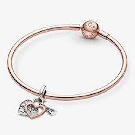 Pandora 780087C01-Kalp ve Kilit Çift Sallantılı Charm