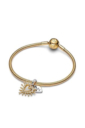 Parlak Kalp Çift Sallantılı Charm