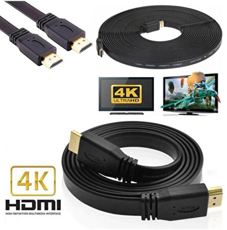VERSATİLE FLAT 5m HDMI KABLO YASSI KABLO 1.4V FULL HD 4K 3D 5 METRE HDMI KABLO