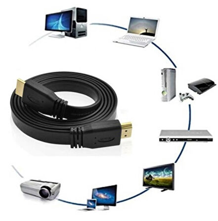 VERSATİLE FLAT 5m HDMI KABLO YASSI KABLO 1.4V FULL HD 4K 3D 5 METRE HDMI KABLO