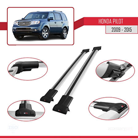 Honda Pilot 2 2009-2015 Arası ile Uyumlu FLY Model Ara Atkı Tavan Barı Gri 2 Adet