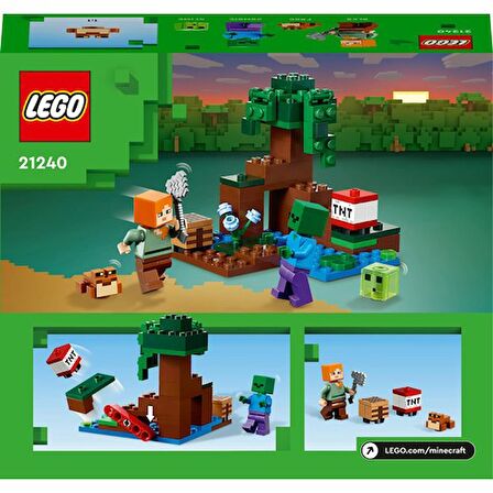 LEGO® Minecraft Bataklık Macerası 21240 - 7 Yaş ve Üzeri Çocuklar Için Alex, Zombi, Balçık ve Kurbağa Içeren Oyuncak Yapım Seti (65 Parça)