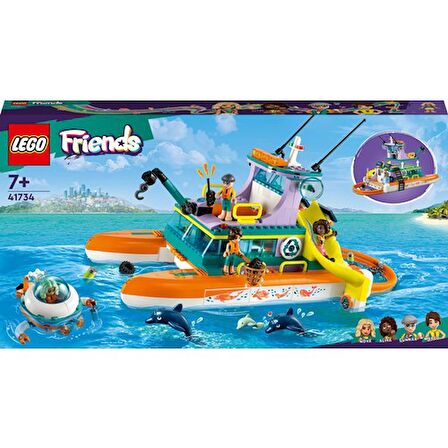 LEGO Lego®  Friends Deniz Kurtarma Teknesi 41734 - Yaratıcı Oyunları ve Deniz Yaşamı Hikayelerini Seven 7 Yaş ve Üzeri Çocuklar Için  Yaratıcı Oyuncak Yapım Seti (717 Parça)