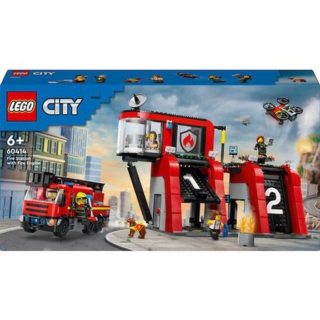 LEGO® City İtfaiye Kamyonlu İtfaiye Merkezi 60414 - 6 Yaş ve Üzeri Çocuklar için İtfaiye Garajı İçeren Yaratıcı Oyuncak Yapım Seti (843 Parça)