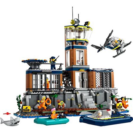 LEGO® City Polis Hapishane Adası 60419 - 7 Yaş ve Üzeri Çocuklar için Yaratıcı Polis Helikopteri İçeren Oyuncak Yapım Seti (980 Parça)