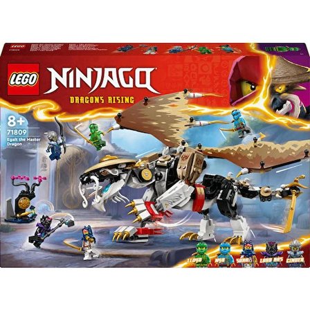 LEGO® NINJAGO® Usta Ejderha Egalt 71809 - 8 Yaş ve Üzeri Çocuklar için Lloyd, Sora, Nya, Lord Ras ve Cinder Minifigürü İçeren Yaratıcı Oyuncak Yapım Seti (532 Parça)