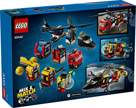 LEGO City 60462 Helicopter, Fire Truck and Submarine Remix