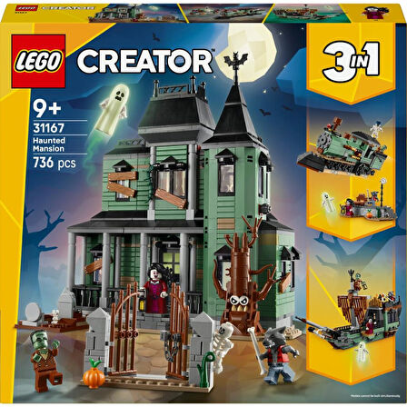 LEGO 31167  Creator 3'ü 1 Arada Hayaletli Köşk 31167 - 9 Yaş & Üzeri Çocuklar Için Gemi ve Tren Olabilen Oyuncak Yapım Seti (736 Parça)