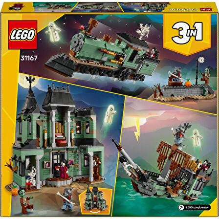 LEGO 31167  Creator 3'ü 1 Arada Hayaletli Köşk 31167 - 9 Yaş & Üzeri Çocuklar Için Gemi ve Tren Olabilen Oyuncak Yapım Seti (736 Parça)