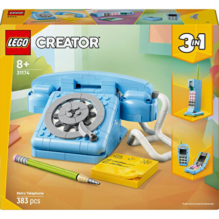 ® Creator 3'ü 1 Arada Retro Telefon - 8+ Çocuklar Için 1980'LER Veya 2000'LER Modeli Yaratıcı Oyuncak Seti (383 Parça)