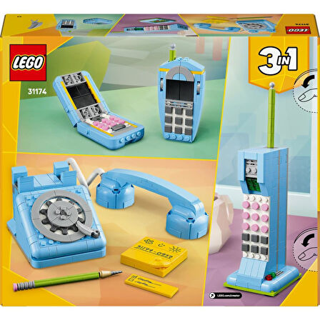 ® Creator 3'ü 1 Arada Retro Telefon - 8+ Çocuklar Için 1980'LER Veya 2000'LER Modeli Yaratıcı Oyuncak Seti (383 Parça)