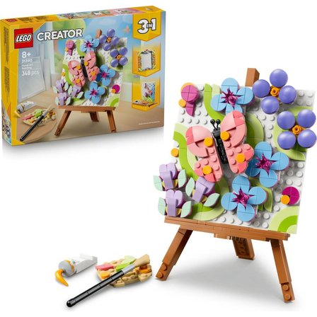 LEGO 31390  Creator 3’ü 1 arada Çiçekli Tablo - 8+ Yaş için Çerçeve veya Palet ve Resim Olabilen Oyuncak Yapım Seti (348 Parça)