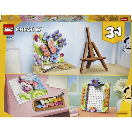 LEGO 31390  Creator 3’ü 1 arada Çiçekli Tablo - 8+ Yaş için Çerçeve veya Palet ve Resim Olabilen Oyuncak Yapım Seti (348 Parça)