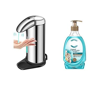 Sensörlü Fotoselli Sıvı Sabunluk 14x10x22cm Ve1 Adet 392ml Sıvı Sabun Aqua Ve Deniz Esintisi