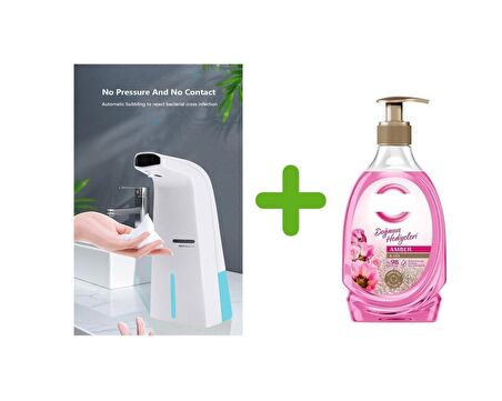 Sensörlü Fotoselli Sıvı Sabunluk 10x5x21cm Ve1 Adet 392ml Sıvı Sabun Amber Ve Gül