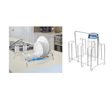 Tabak Ve Bardak Kurutmalık Bulaşıklık Birarada Set 2 Parça