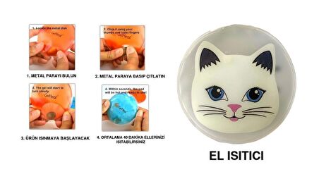 KEDİLİ CEP SOBASI,EL ISITICI,SICAK SU TORBASI PVC  9cm