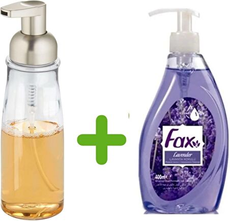 AKRİLİK SIVI SABUNLUK VE 1 ADET 400 ML SIVI SABUN LAVANTA KOKULU