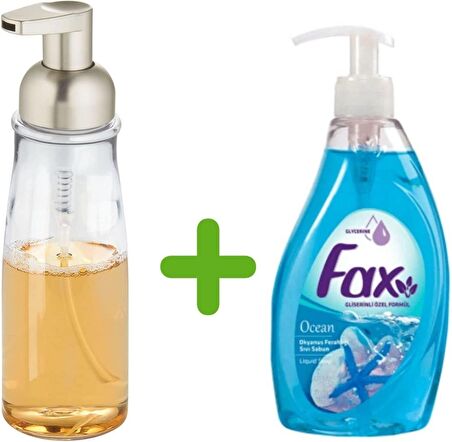 AKRİLİK SIVI SABUNLUK VE 1 ADET 400 ML SIVI SABUN OKYANUS KOKULU
