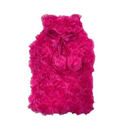 SICAK SU TORBASI PONPONLU TERMOFOR PELUŞ KOYU PEMBE  28x17CM 750ml