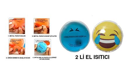 GÜLEN EMOJİ MAVİ CEYLAN CEP SOBASI,EL ISITICI,2 ADET SICAK SU TORBASI PVC  9cm