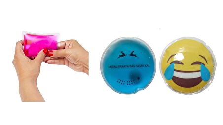 GÜLEN EMOJİ MAVİ CEYLAN CEP SOBASI,EL ISITICI,2 ADET SICAK SU TORBASI PVC  9cm