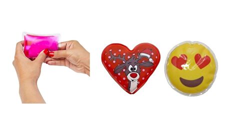 KALP EMOJİ KIRMIZI GEYİK CEP SOBASI,EL ISITICI,2 ADET SICAK SU TORBASI PVC  9cm