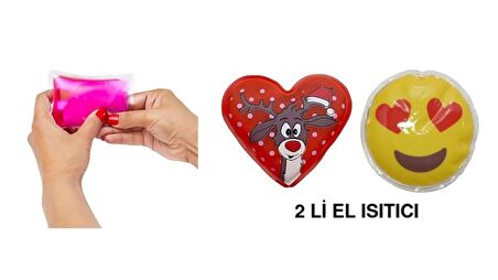 KALP EMOJİ KIRMIZI GEYİK CEP SOBASI,EL ISITICI,2 ADET SICAK SU TORBASI PVC  9cm