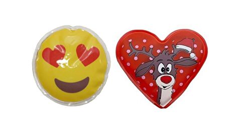 KALP EMOJİ KIRMIZI GEYİK CEP SOBASI,EL ISITICI,2 ADET SICAK SU TORBASI PVC  9cm