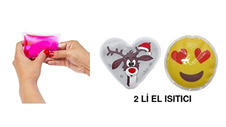 KALP EMOJİ BEYAZ GEYİK CEP SOBASI,EL ISITICI,2 ADET SICAK SU TORBASI PVC  9cm