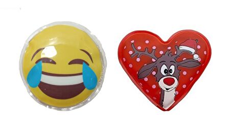 GÜLEN EMOJİ KIRMIZI GEYİK CEP SOBASI,EL ISITICI,2 ADET SICAK SU TORBASI PVC  9cm