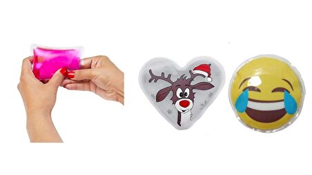 GÜLEN EMOJİ BEYAZ GEYİK CEP SOBASI,EL ISITICI,2 ADET SICAK SU TORBASI PVC  9cm
