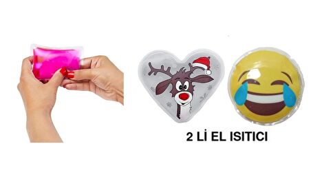 GÜLEN EMOJİ BEYAZ GEYİK CEP SOBASI,EL ISITICI,2 ADET SICAK SU TORBASI PVC  9cm