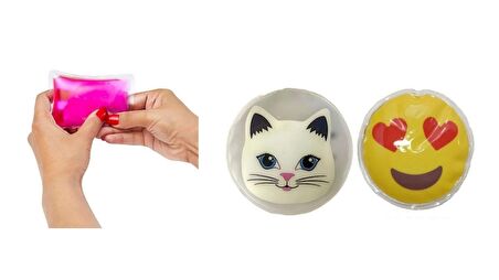 KALP EMOJİ,KEDİ CEP SOBASI,EL ISITICI,2 ADET SICAK SU TORBASI PVC  9cm