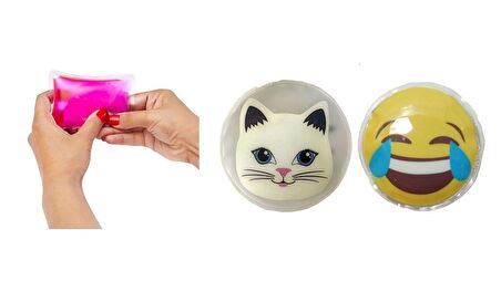 GÜLEN EMOJİ,KEDİ CEP SOBASI,EL ISITICI,2 ADET SICAK SU TORBASI PVC  9cm