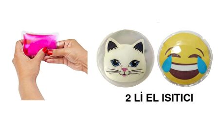 GÜLEN EMOJİ,KEDİ CEP SOBASI,EL ISITICI,2 ADET SICAK SU TORBASI PVC  9cm