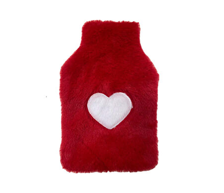 SICAK SU TORBASI PELUŞ KALPLİ,KIRMIZI TERMOFOR 27X17X2CM 1 LİTRE