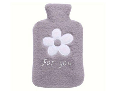 SICAK SU TORBASI PELUŞ PAPATYA DESENLİ GRİ  21x13,5x2cm 500 ml