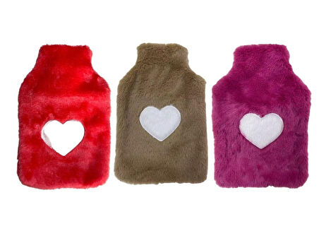 SICAK SU TORBASI 3 ADET,PELUŞ KALPLİ,TERMOFOR 26X17X2CM 1 LİTRE