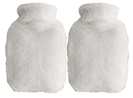 SICAK SU TORBASI 2 ADET,YAN CEPLİ BEYAZ PELUŞ TERMOFOR 27x17x2cm  750ml