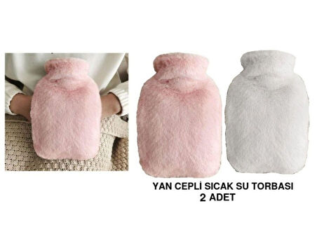 SICAK SU TORBASI 2 ADET,YAN CEPLİ PELUŞ TERMOFOR 27x17x2cm  750ml