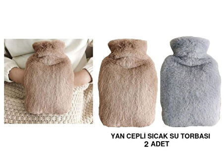 SICAK SU TORBASI 2 ADET,YAN CEPLİ PELUŞ TERMOFOR 27x17x2cm  750ml