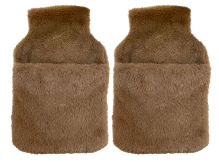SICAK SU TORBASI 2 ADET,CEPLİ KAHVERENGİ PELUŞ TERMOFOR 32,5x17,5cm  1500 ML