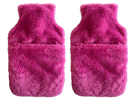 SICAK SU TORBASI 2 ADET,CEPLİ PEMBE PELUŞ TERMOFOR 32,5x17,5cm  1500 ML